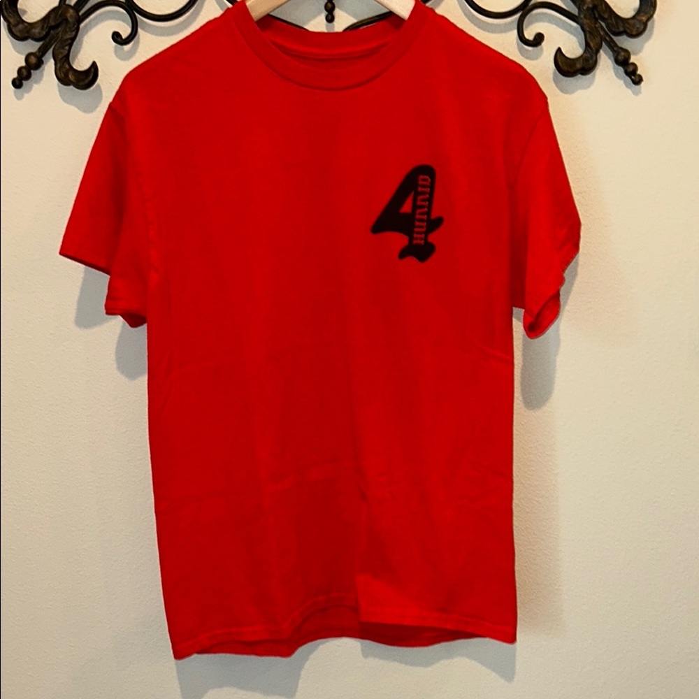 4 HUNNID SHORT SLEEVE RED TEE SIZE MEDIUM